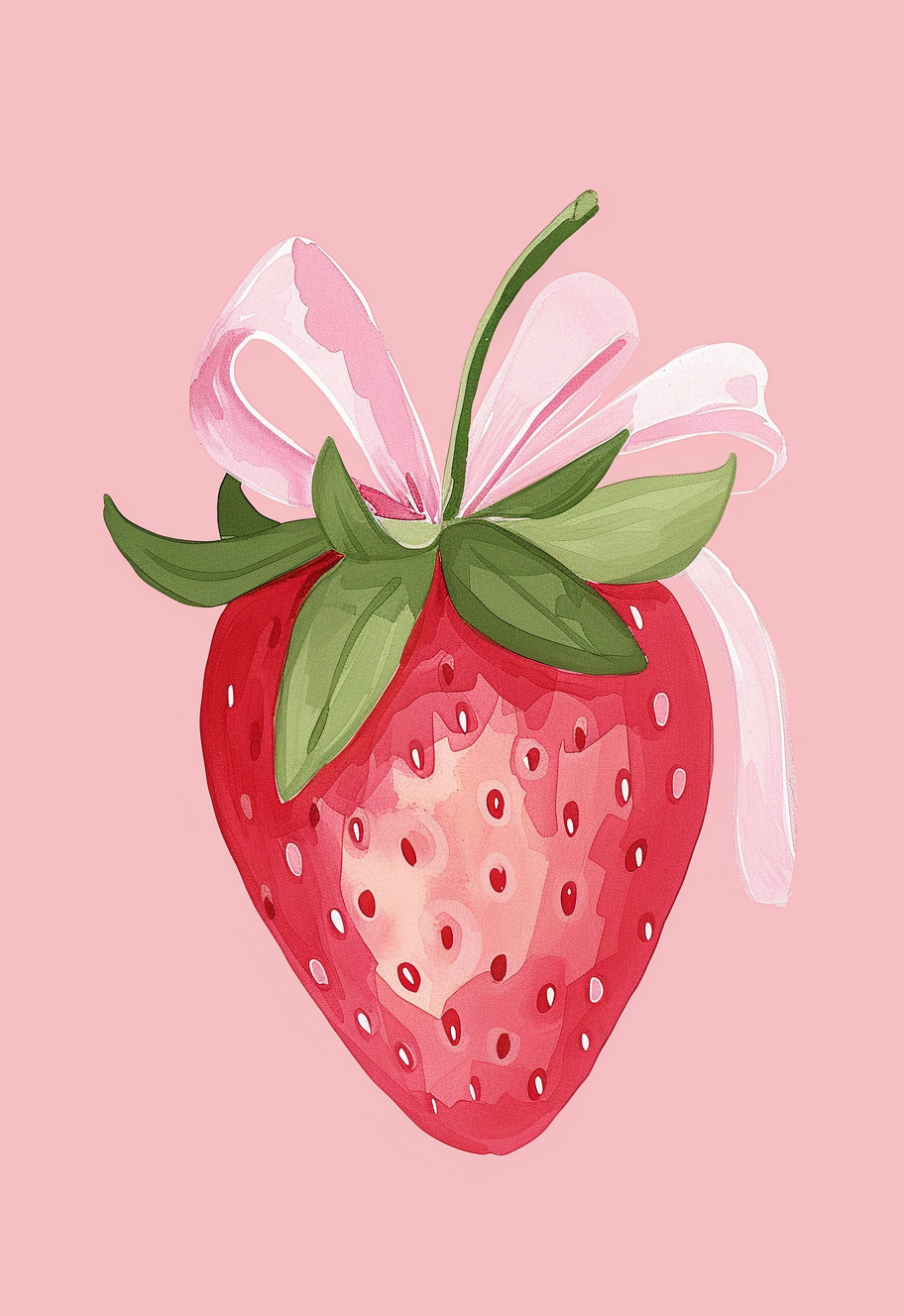 Aardbei met strik illustratie