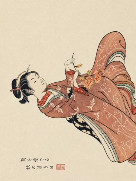 Liggende schoonheid in kimono