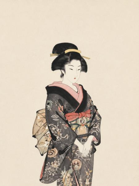 Donker Kimono Portret
