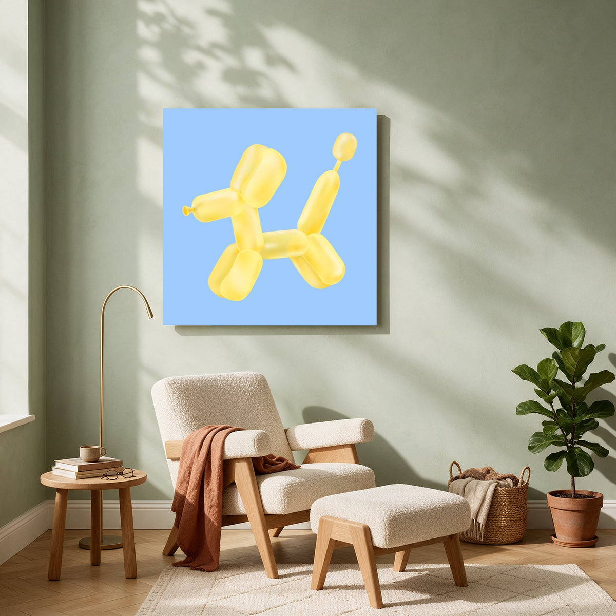 Yellow Balloon Dog — Square living room