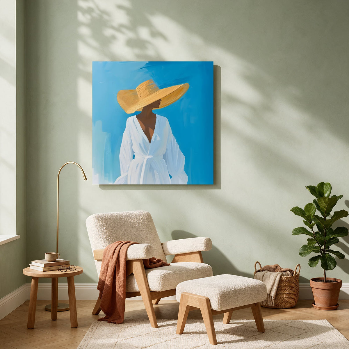Woman in a Straw Hat — Square living room