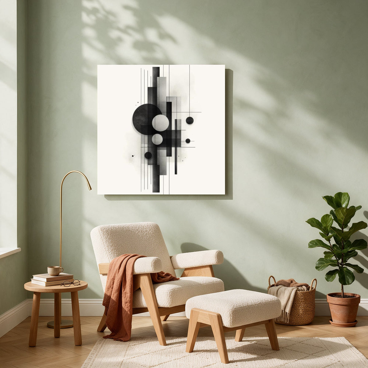 Geometric Ink Composition — Square living room