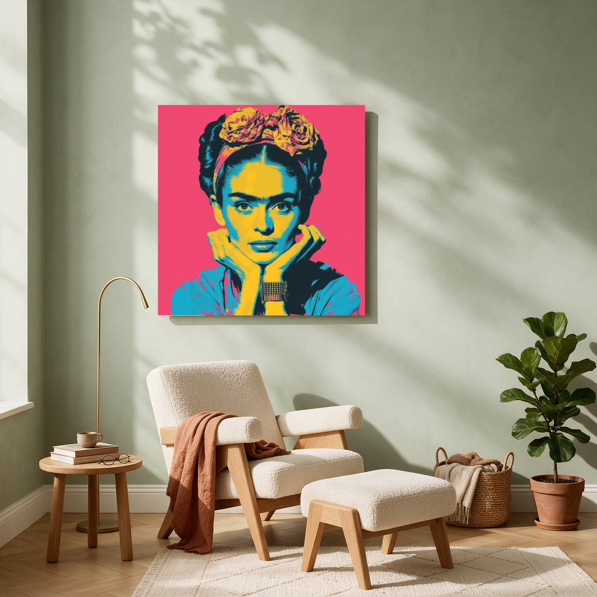 Pop Art Woman with Flower Crown — Square living room