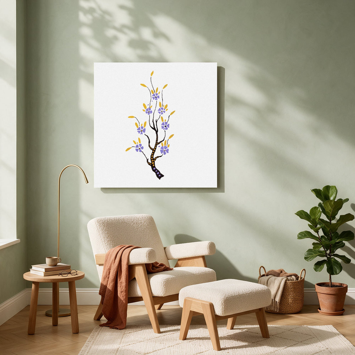 Purple Blossom Twig — Square living room