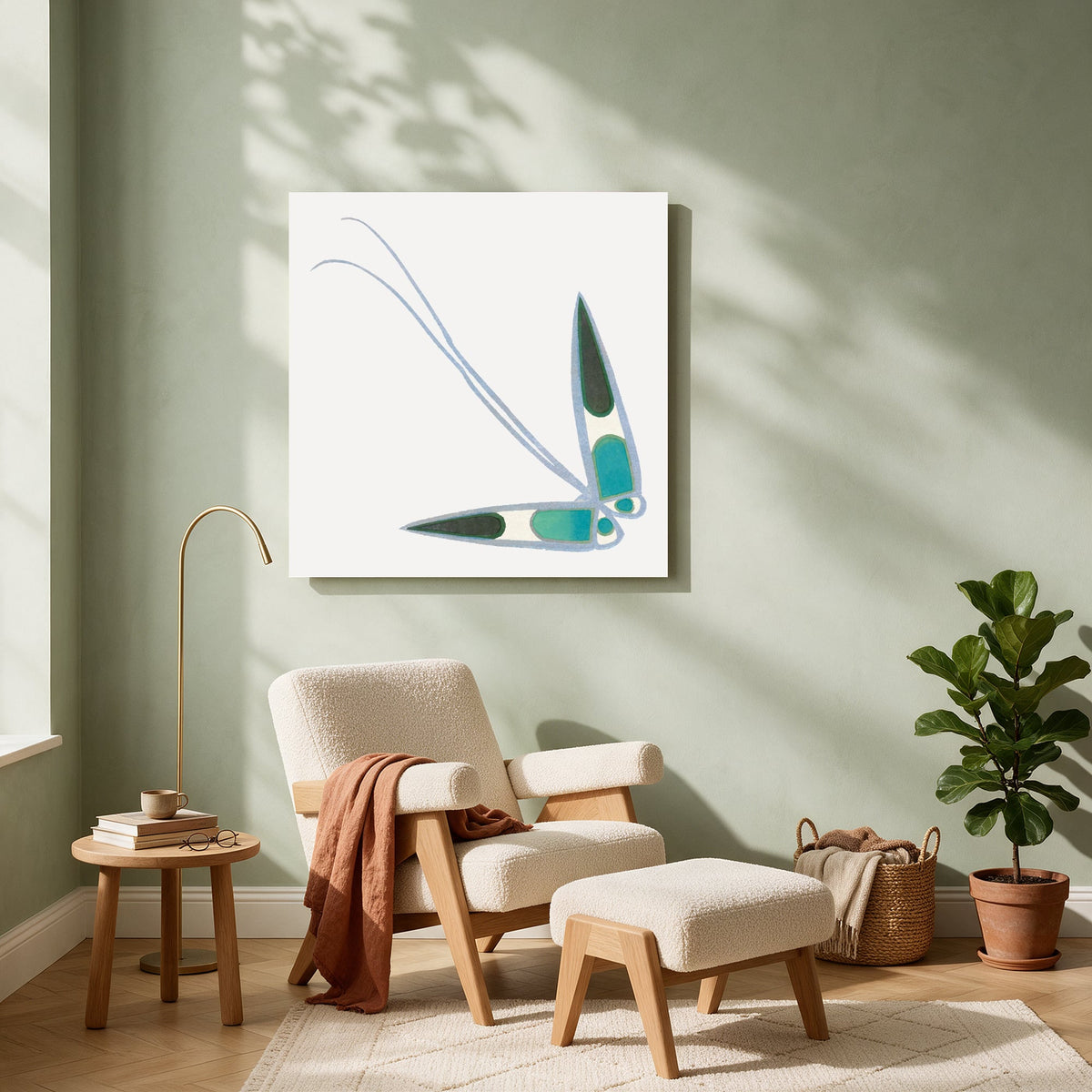 Botanical Blue Abstract — Square living room