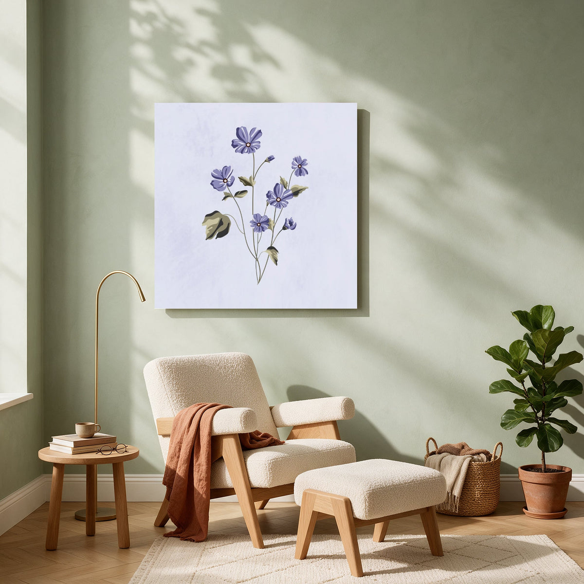Lilac Wildflower Bouquet — Square living room