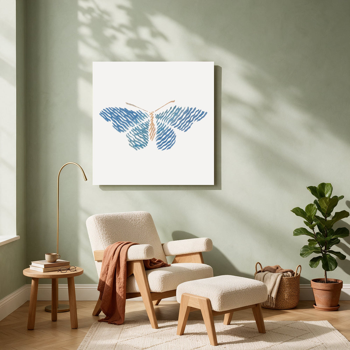 Blue Butterfly Print — Square living room