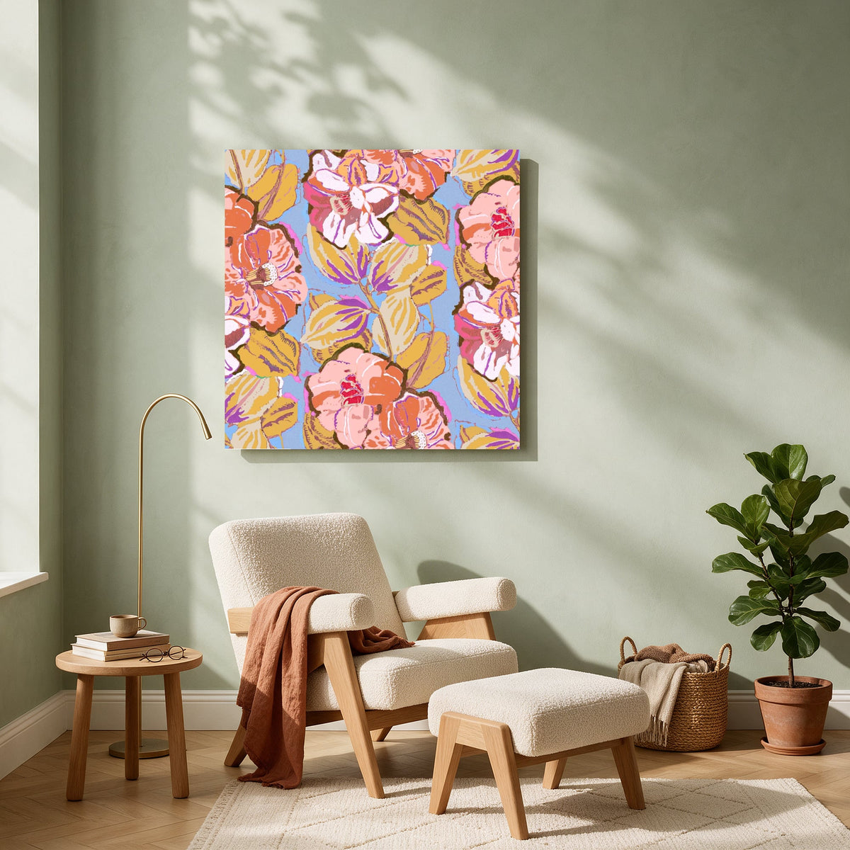 Camellia Print — Square living room
