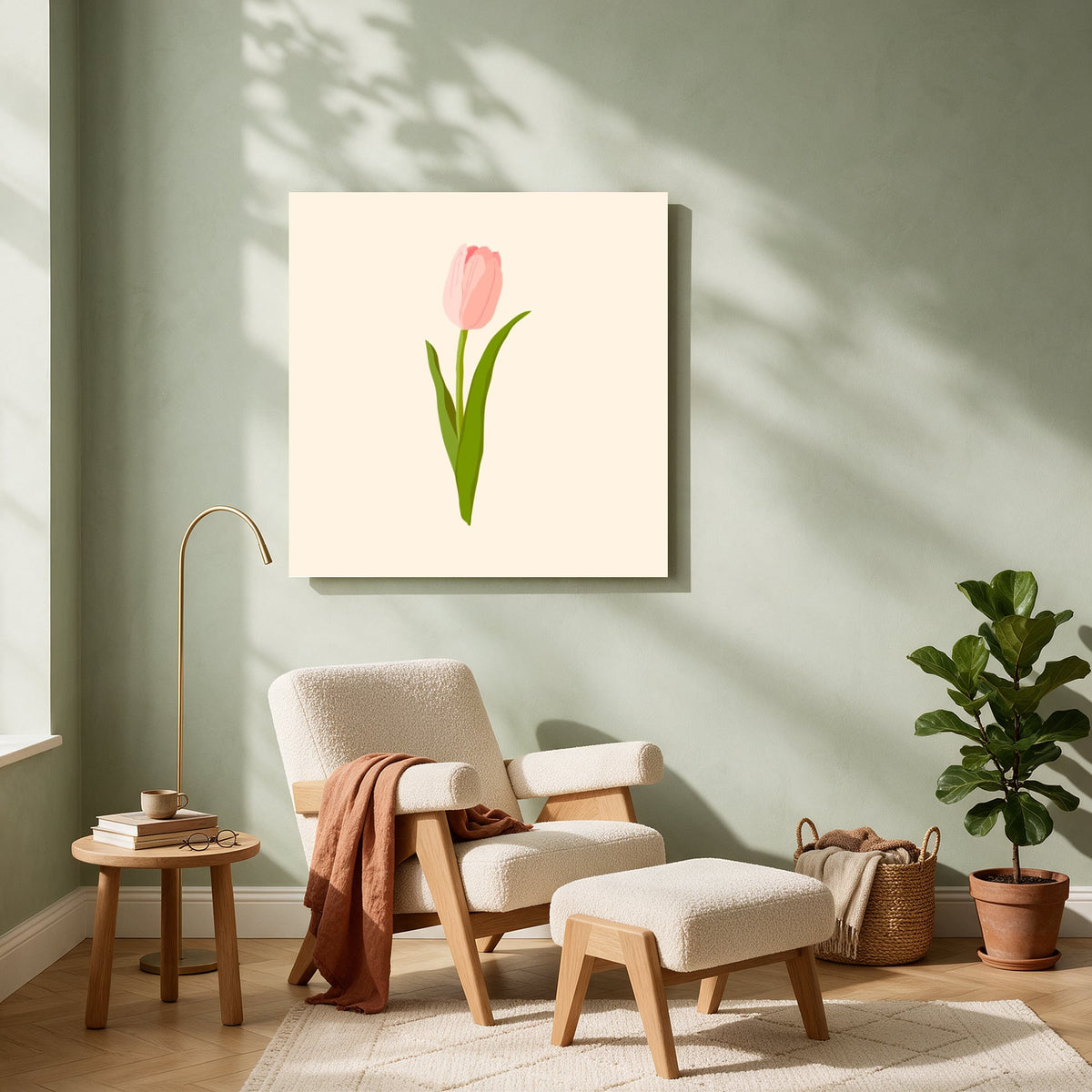 Blush Tulip on Cream — Square living room