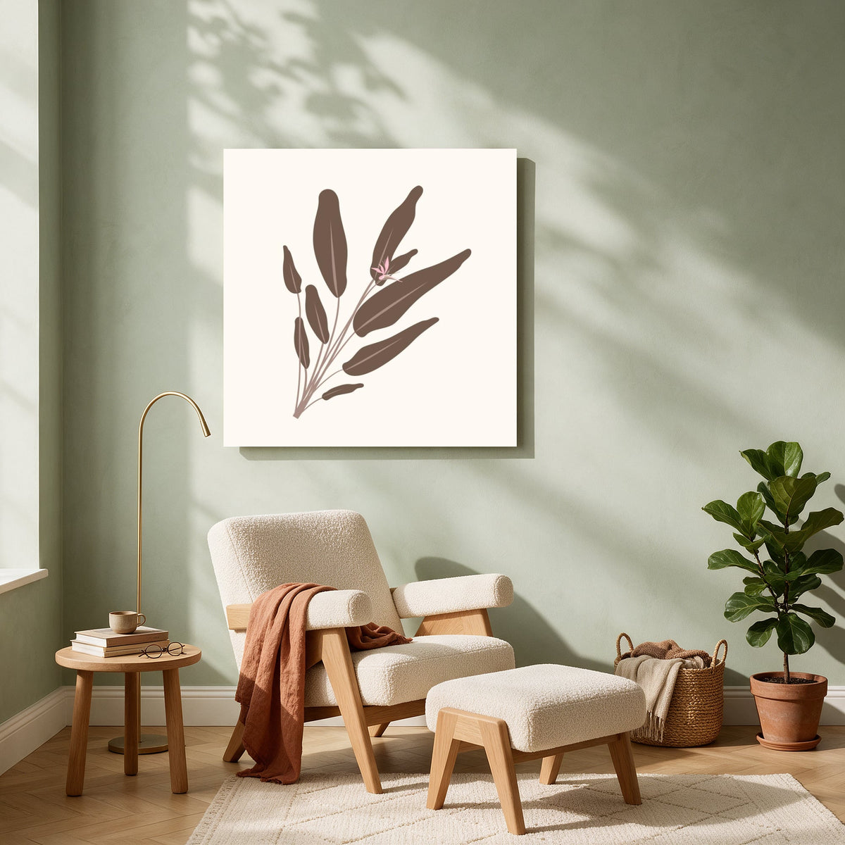 Brown Leaf Bouquet — Square living room