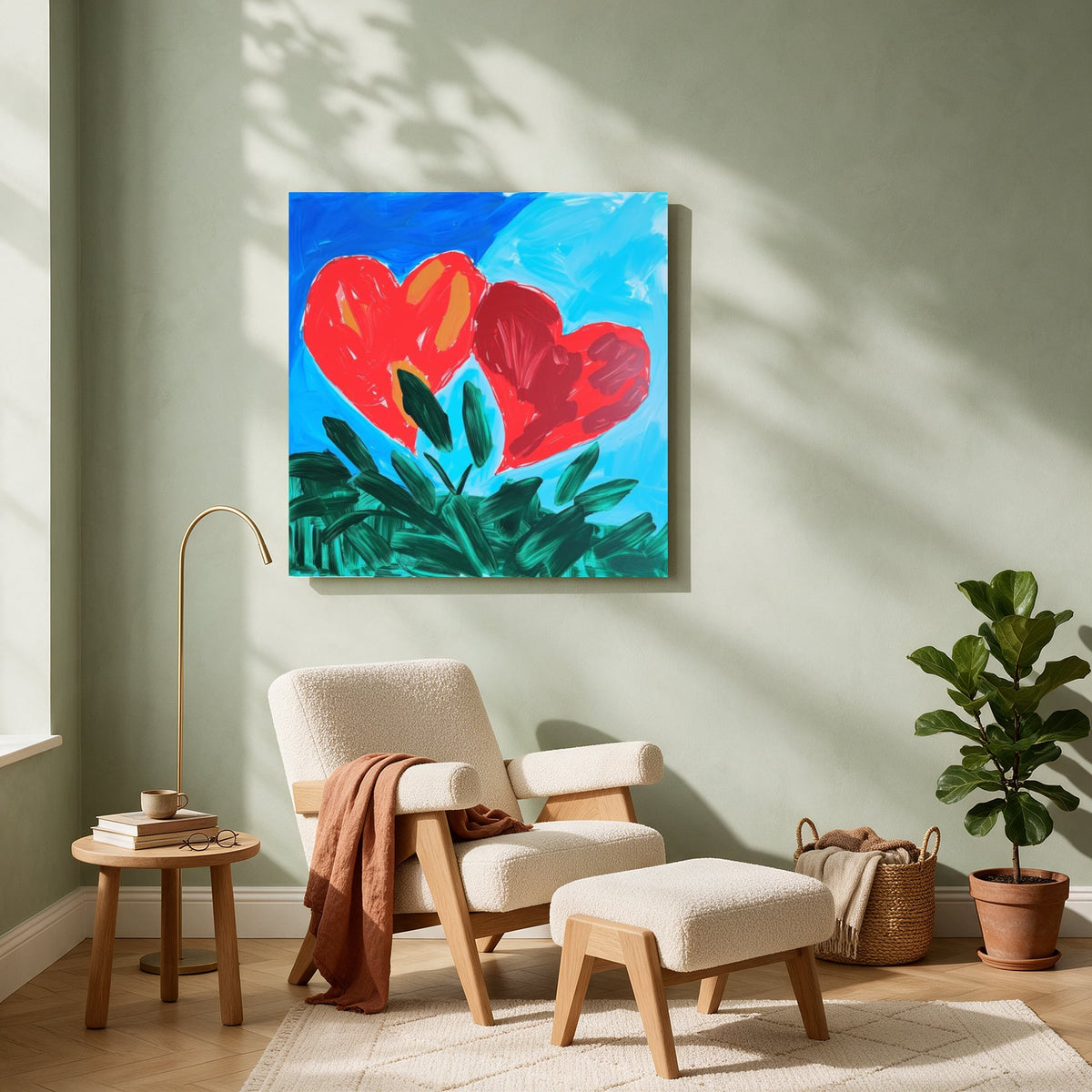 Hearts in Blue Sky — Square living room
