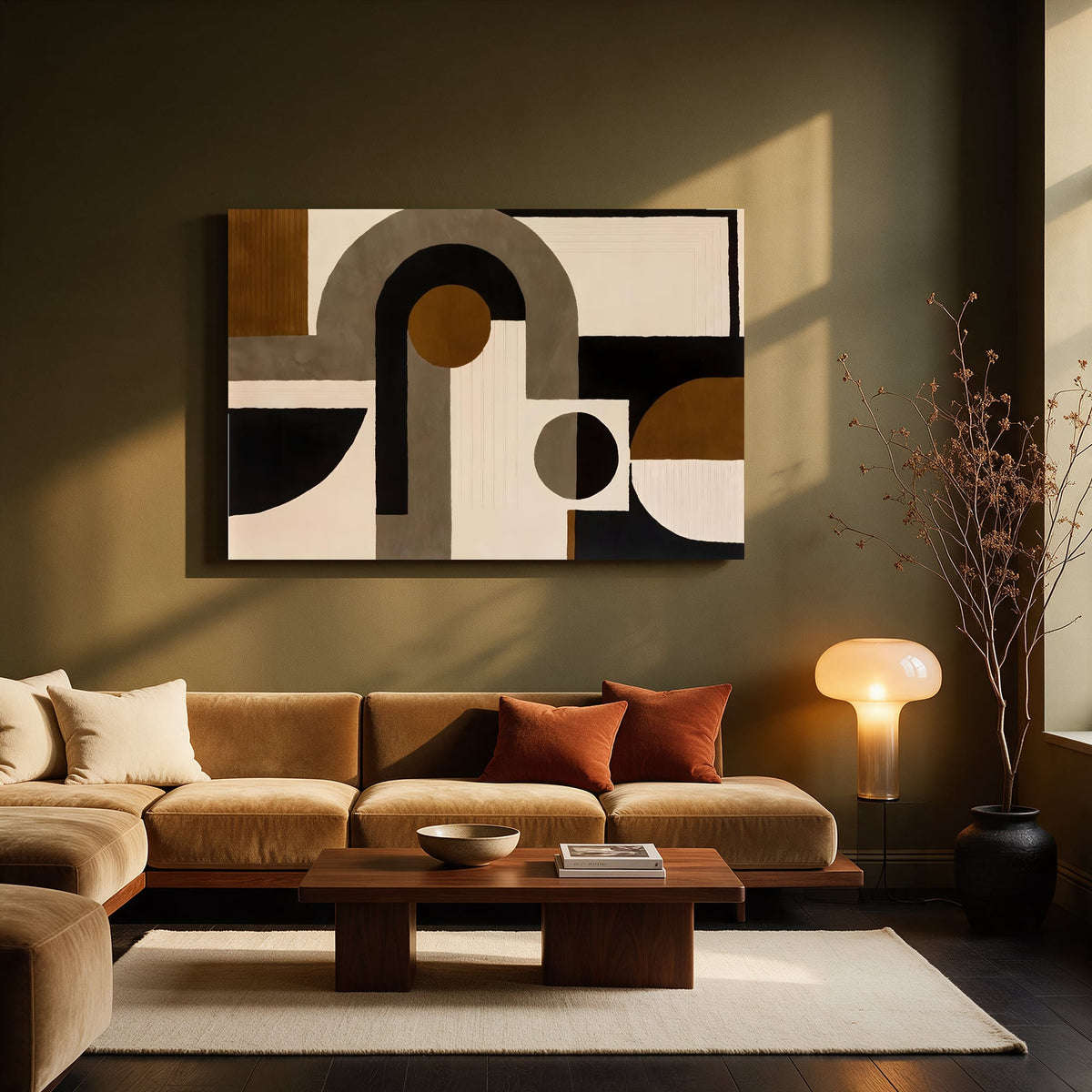 Geometric Earth Tones — Living room Landscape