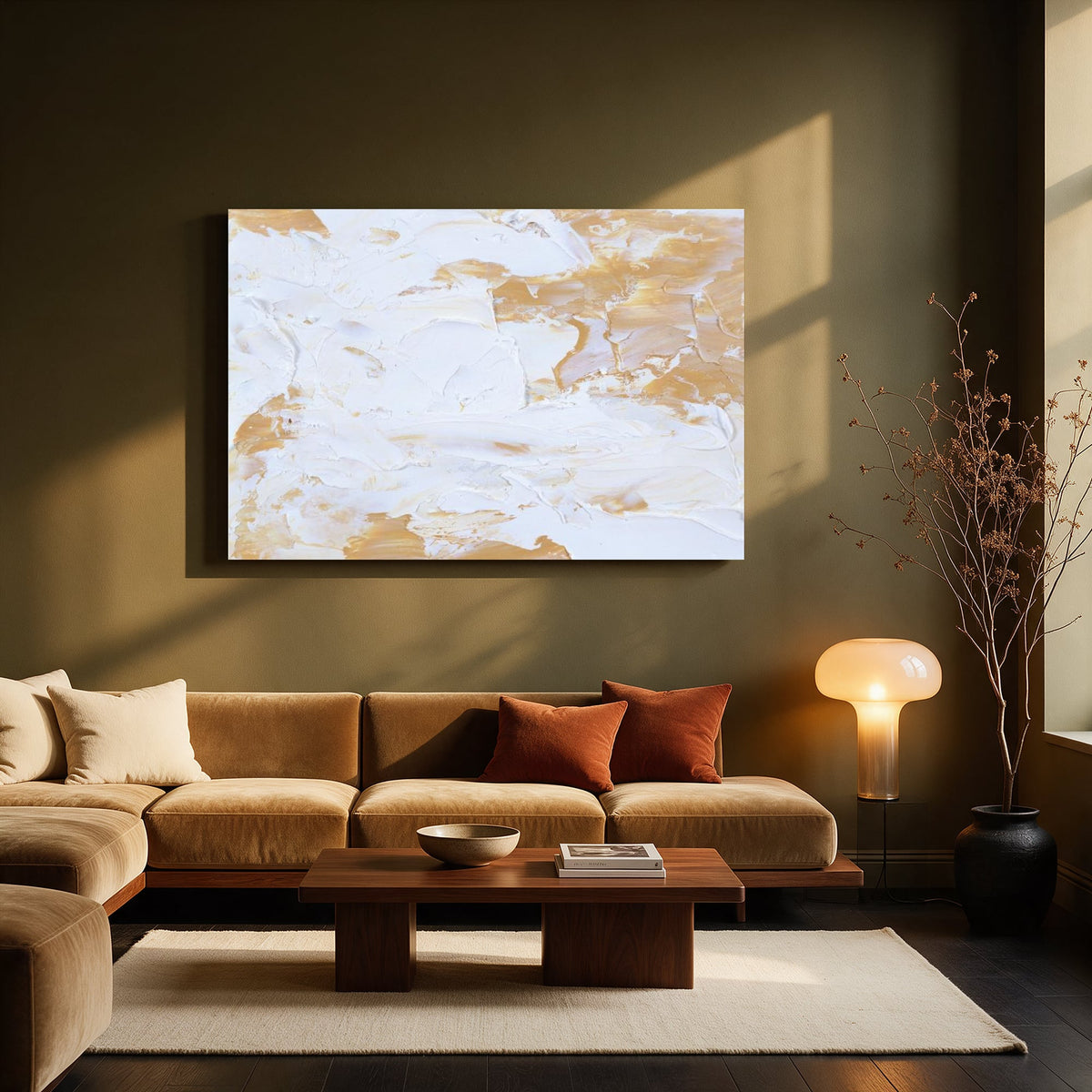 Cream and Gold Impasto — Living room Landscape