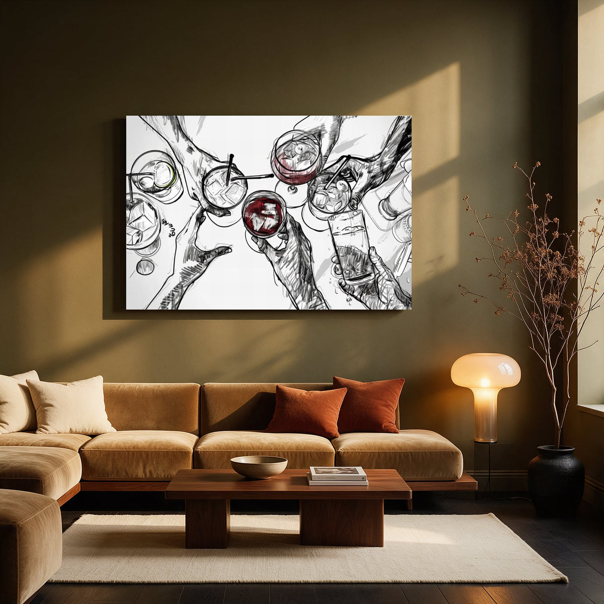 Cheers Line Drawing — Living room Landscape