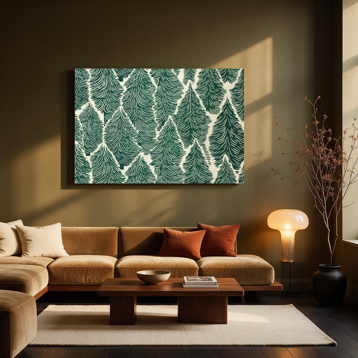 Evergreen Trees Pattern — Living room Landscape