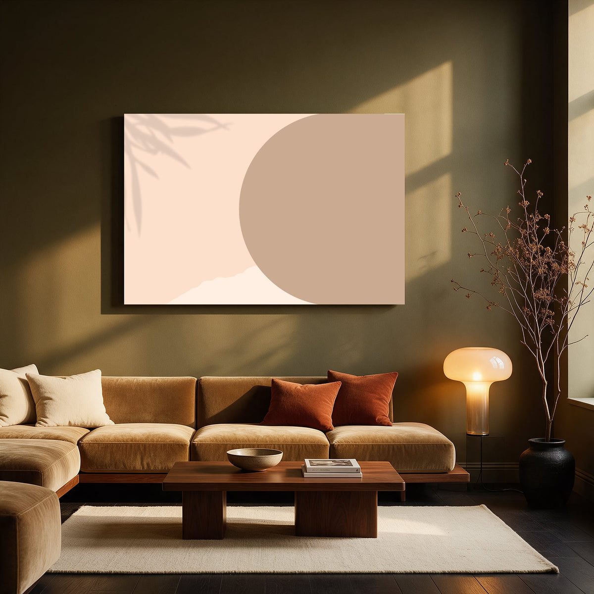 Peach Sun and Shadow Leaves — Living room Landscape