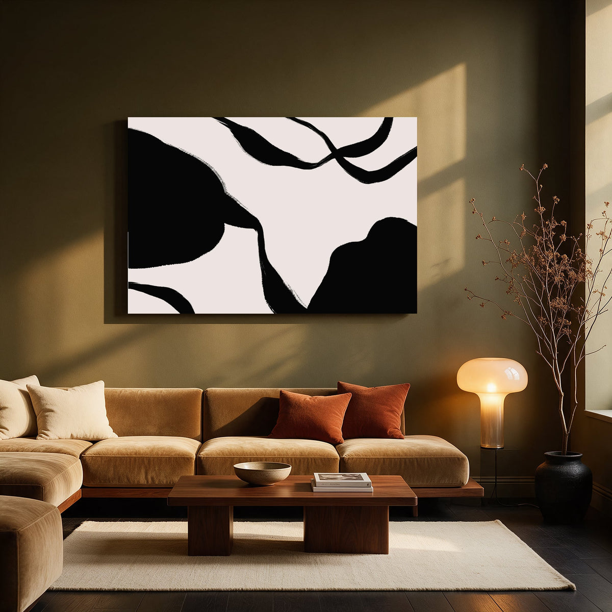 Black Ribbon Shapes — Living room Landscape