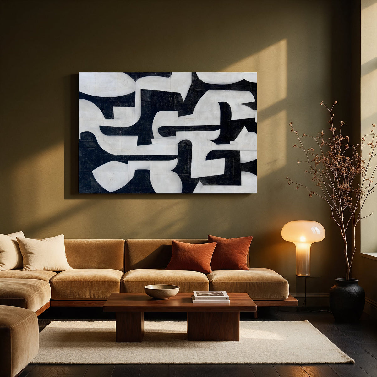 Interlocking Indigo Shapes — Living room Landscape