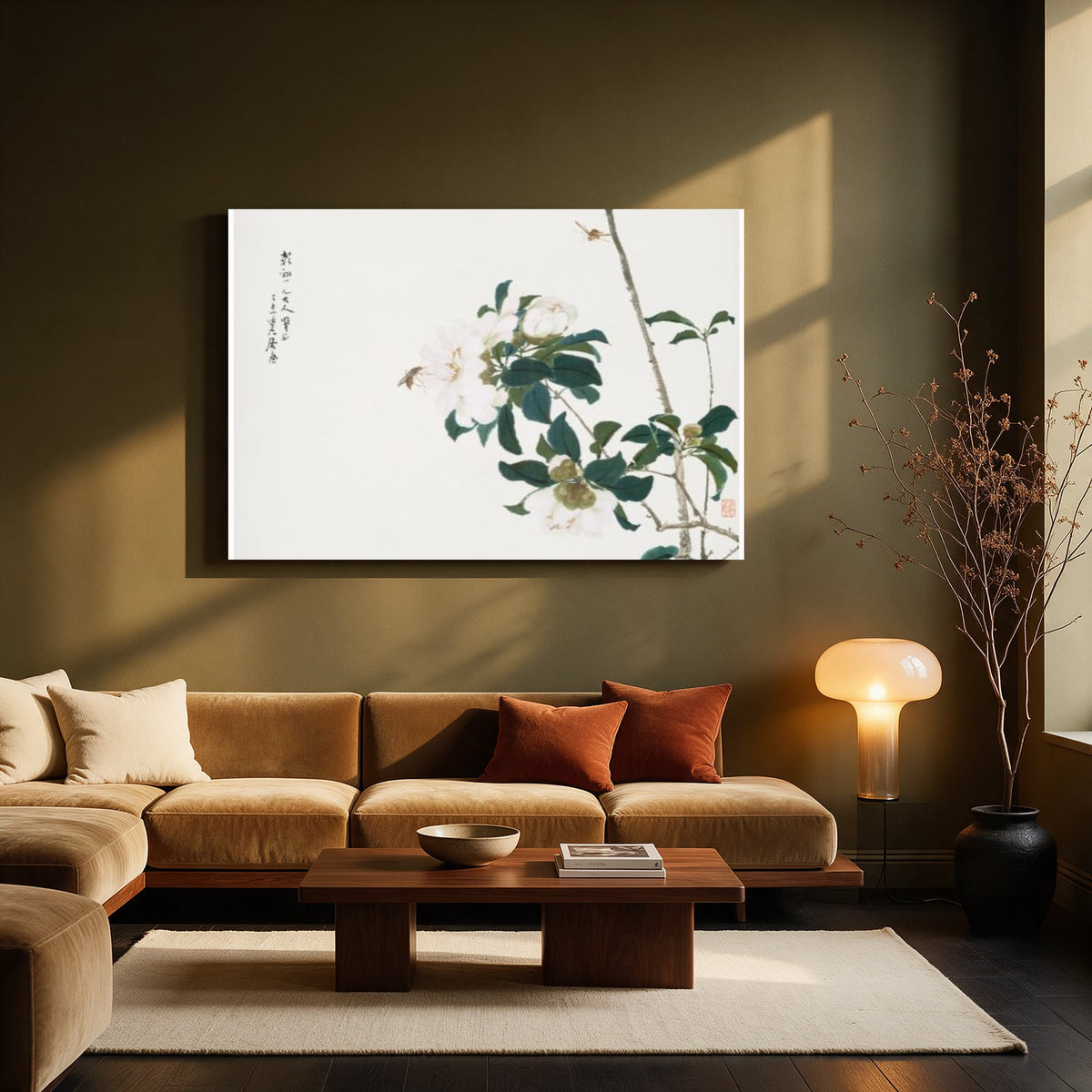 Camellia Ink Painting — Living room Landscape
