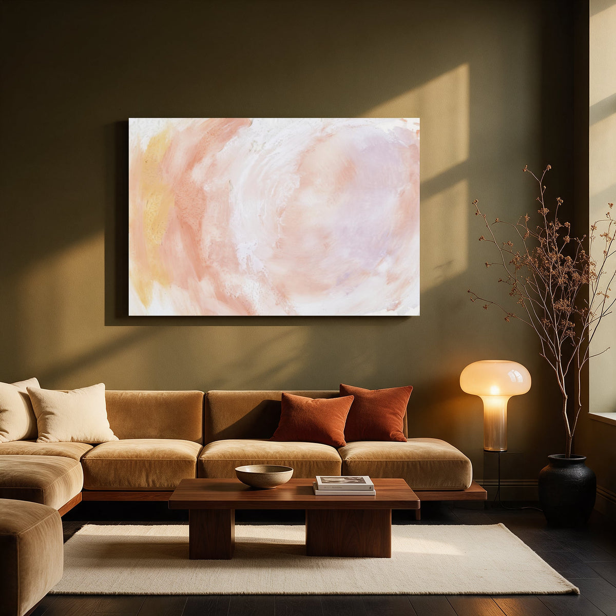 Peach Watercolor Wash — Living room Landscape