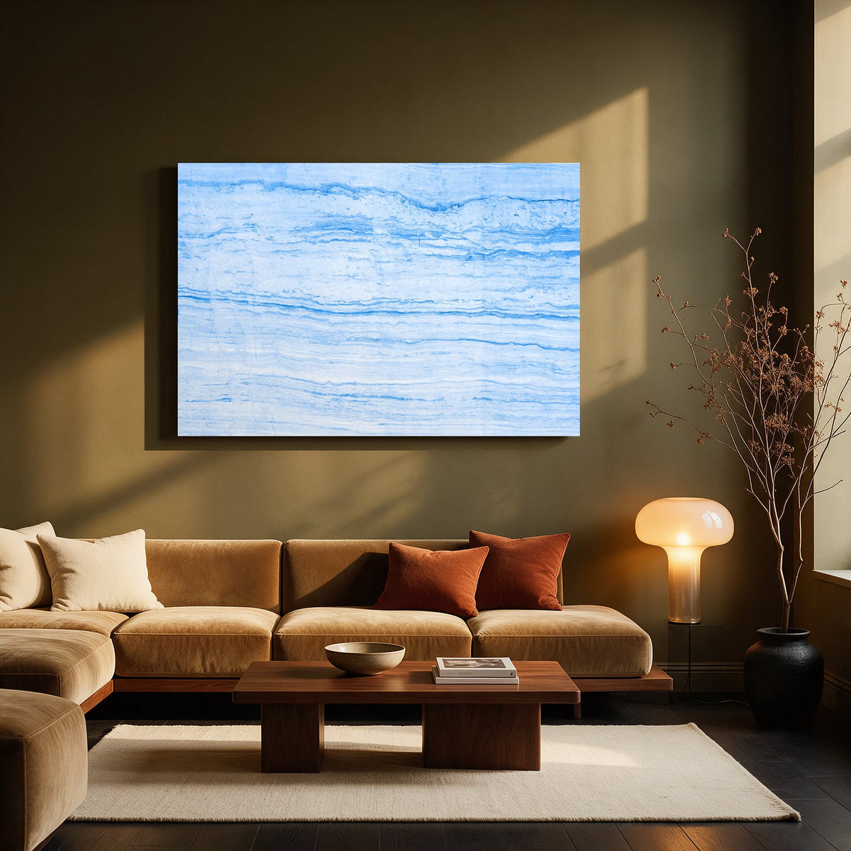 Blue Travertine Lines — Living room Landscape