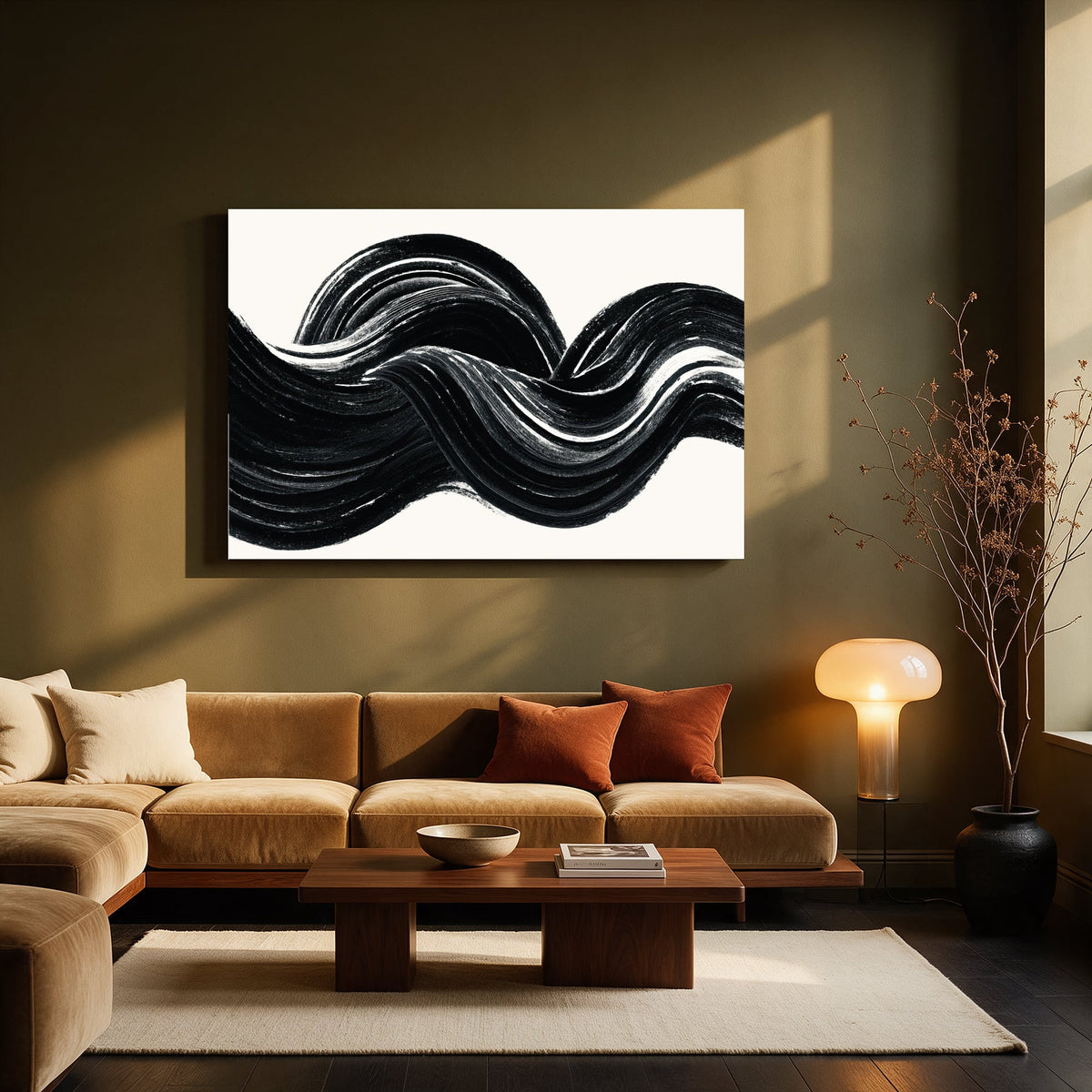 Woven Ink Waves — Living room Landscape