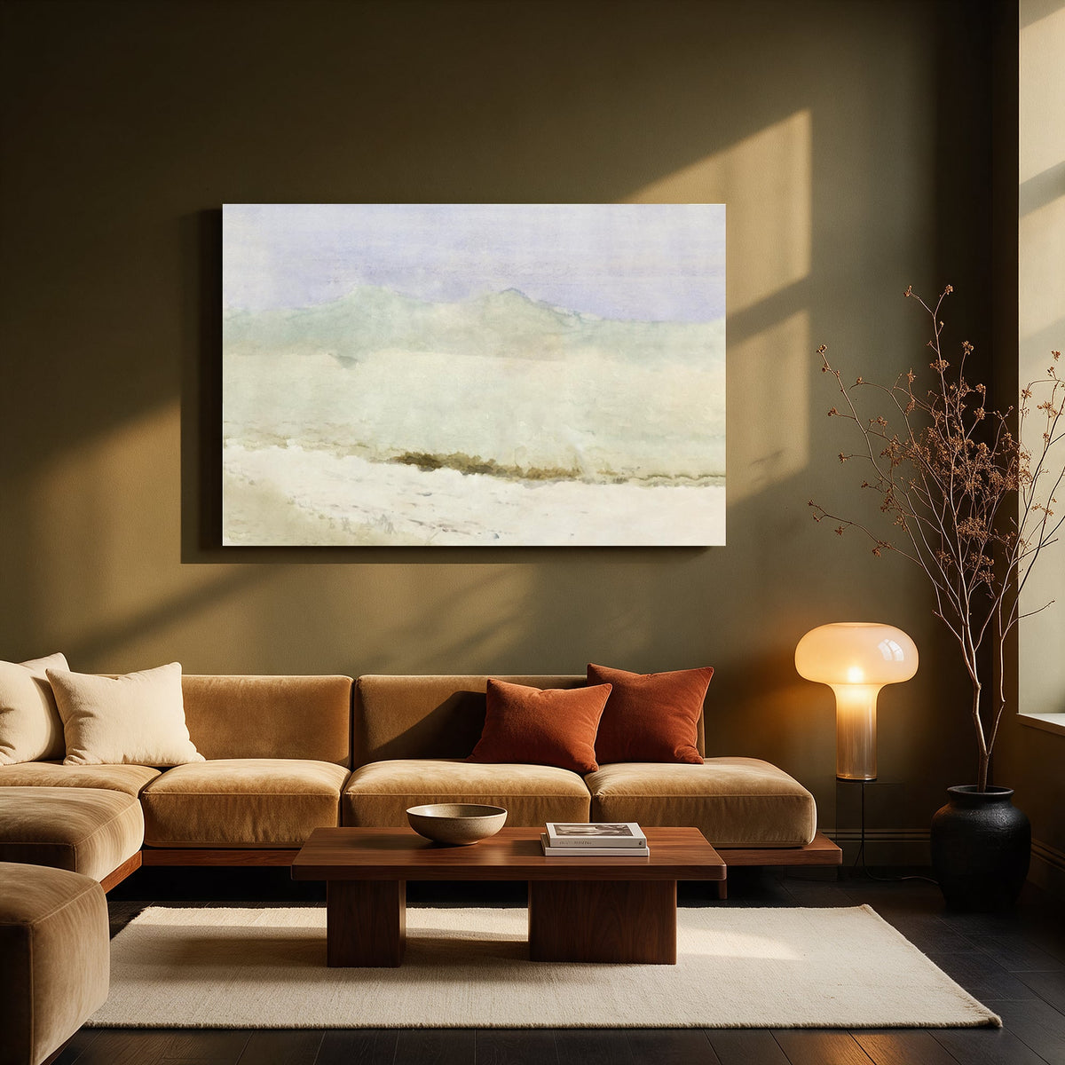 Soft Horizon Watercolor — Living room Landscape