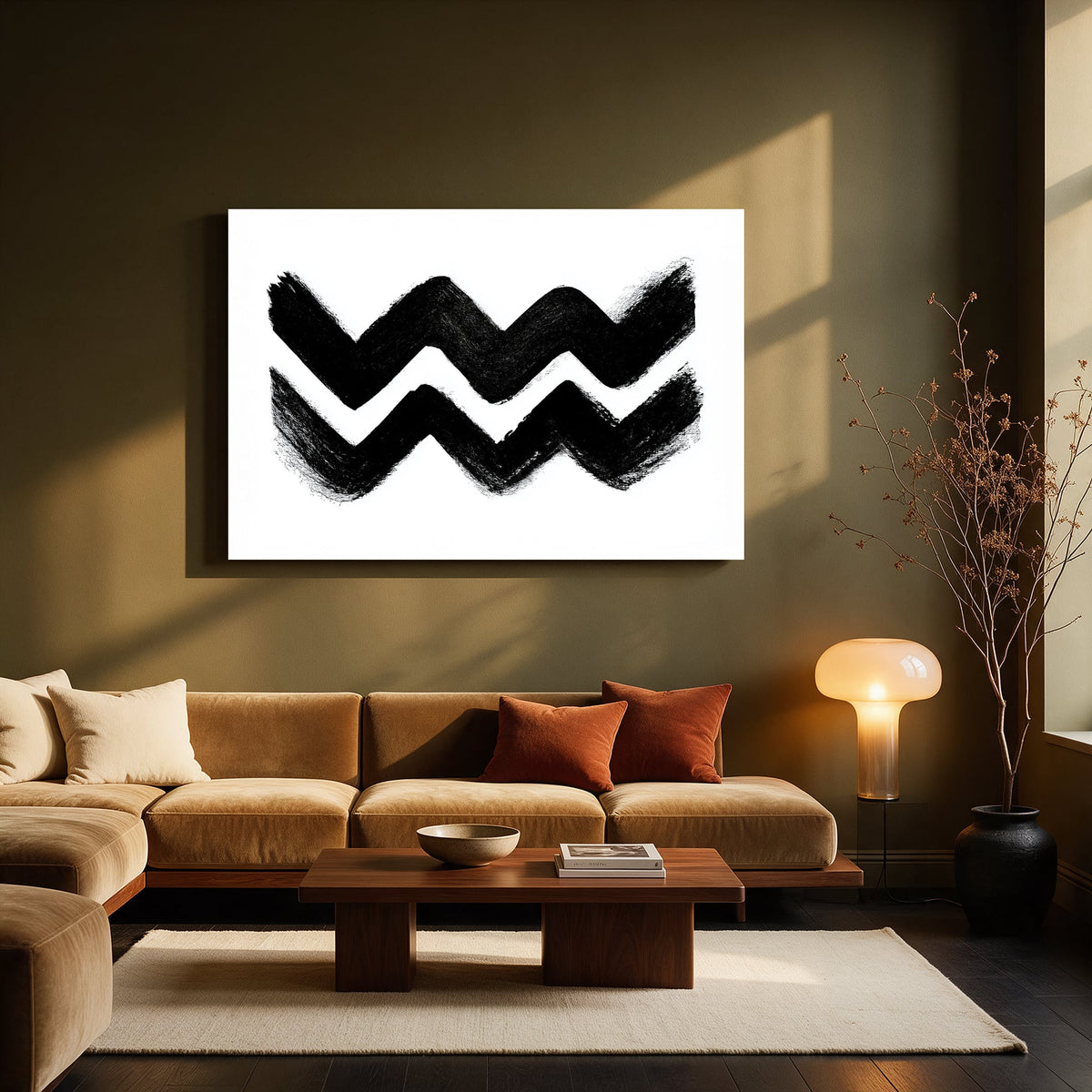 Ink Chevron Zigzag — Living room Landscape