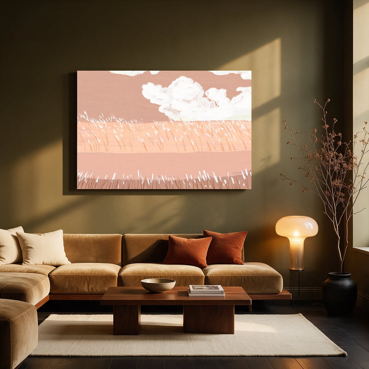 Peach Wheat Field Sky — Living room Landscape