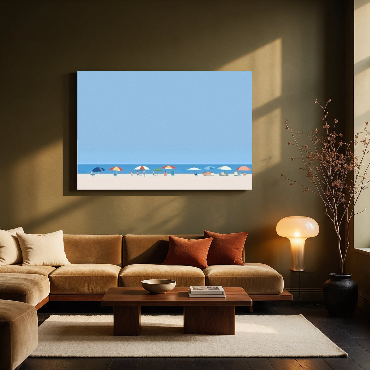 Distant Beach Umbrellas — Living room Landscape