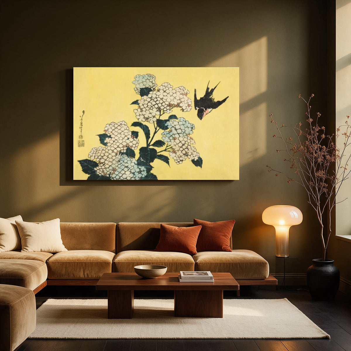 Hydrangea and Swallow — Living room Landscape