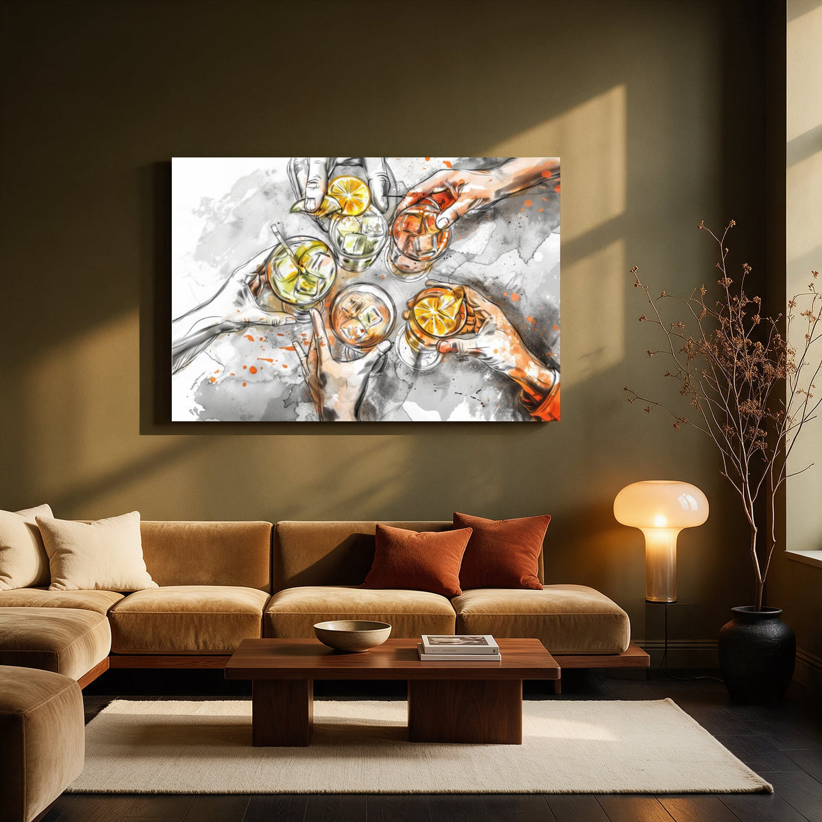 Cocktails in Watercolor — Living room Landscape