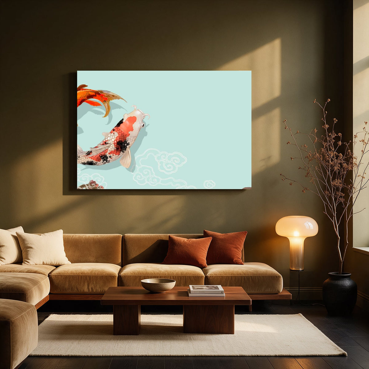 Koi and Cherry Blossom Panorama — Living room Landscape