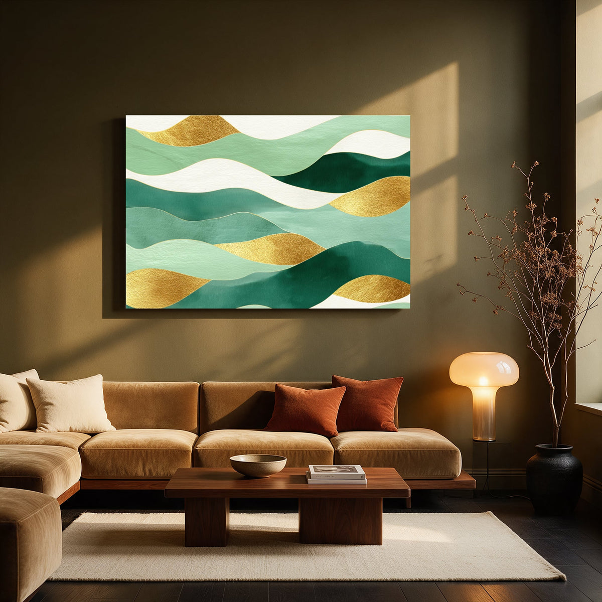 Golden Horizon Waves — Living room Landscape