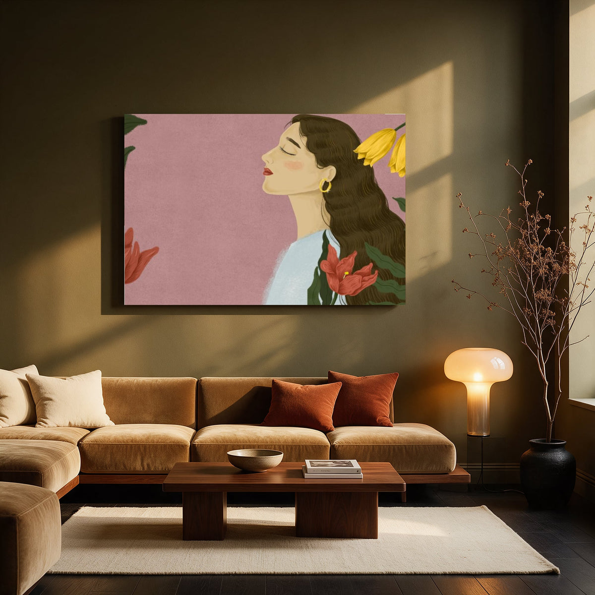 Woman with Flowers — Living room Landscape