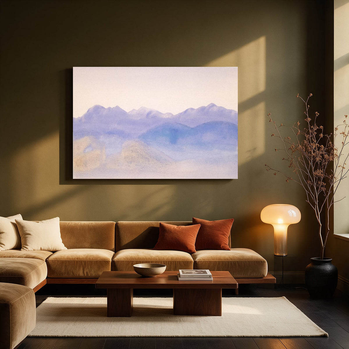Violet Mountain Watercolor — Living room Landscape
