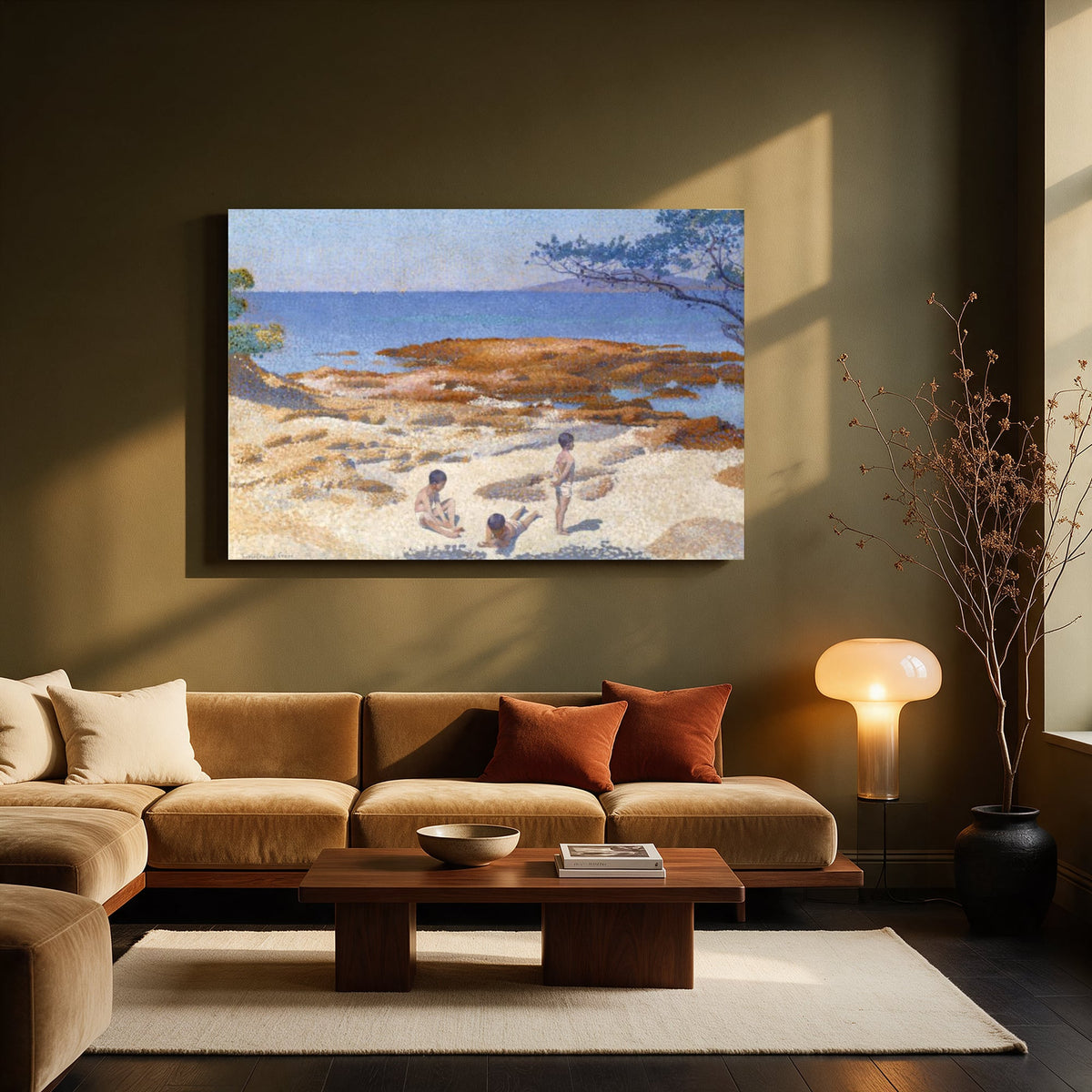 Sunlit Cove Bathers — Living room Landscape