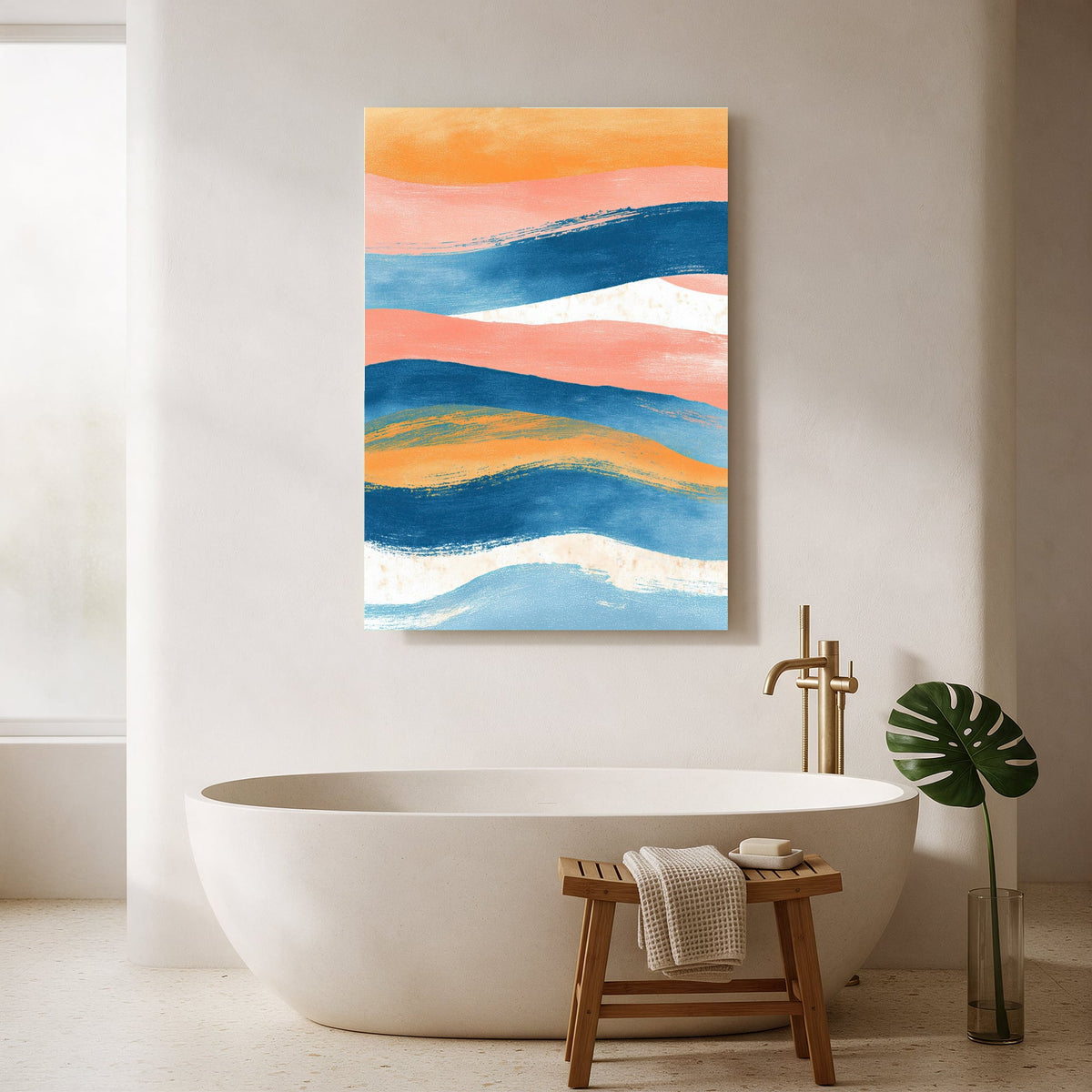 Layered Sunset Waves — Portrait Bathroom Final