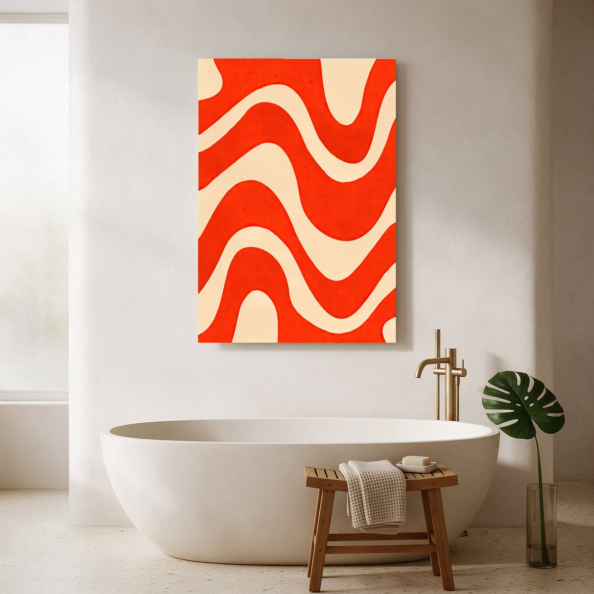 Crimson Groove Waves — Portrait Bathroom Final