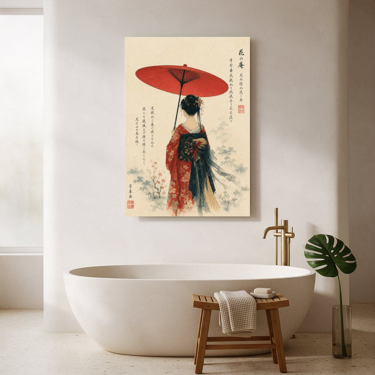 Woman with Red Umbrella — Portrait Bathroom Final