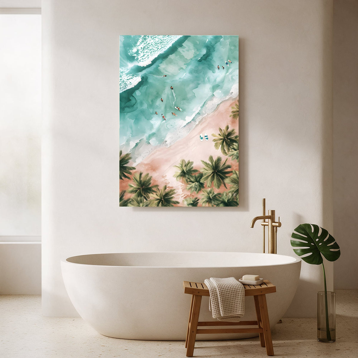 Aerial Beach and Palms — Portrait Bathroom Final