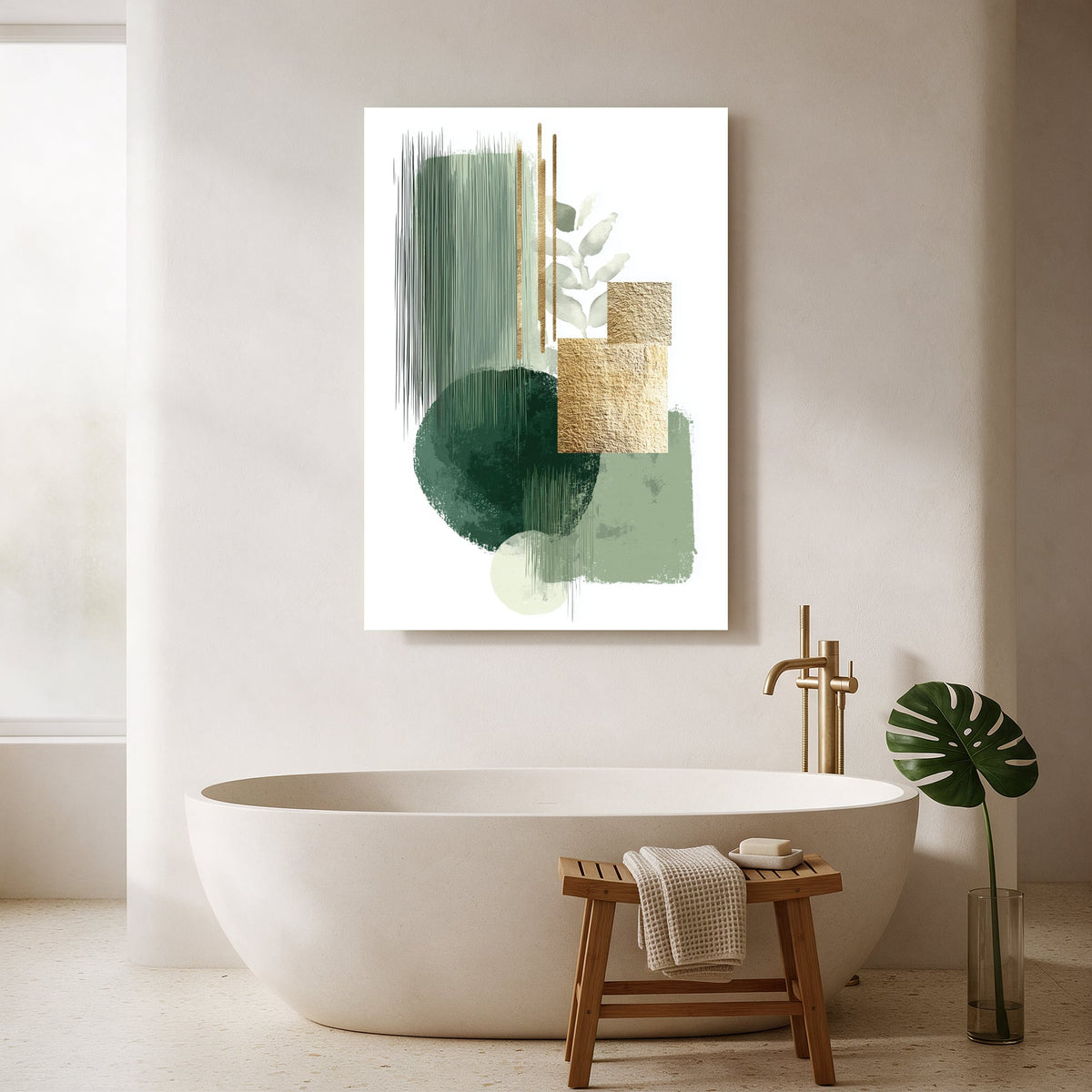 Brushstroke with Gold Sprig — Portrait Bathroom Final