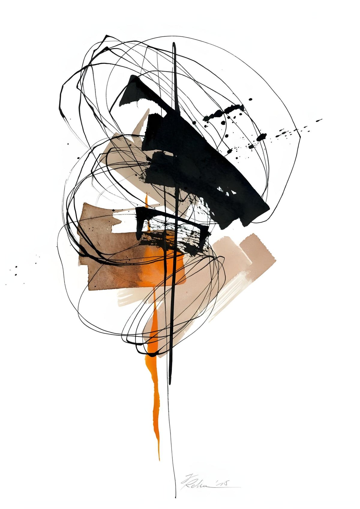 Oranje druip-abstract