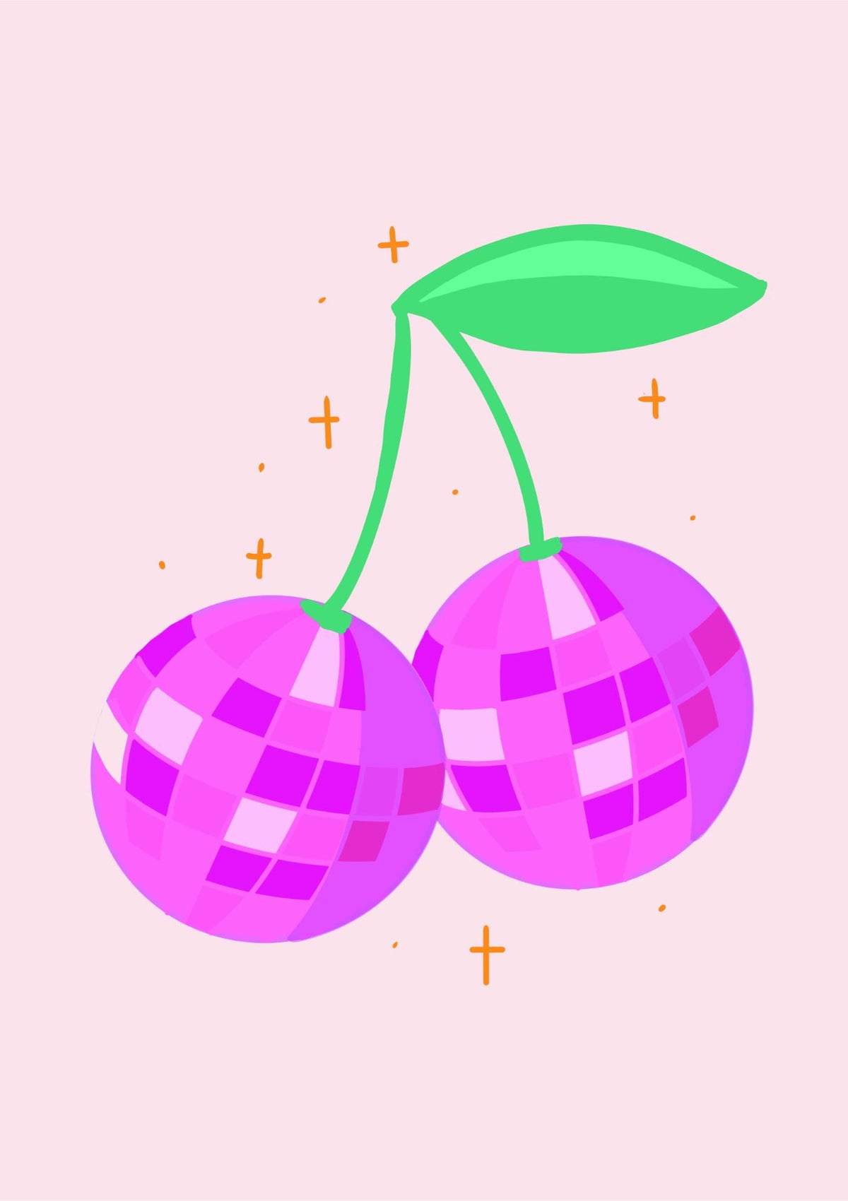 Disco Ball Cherries on Blush