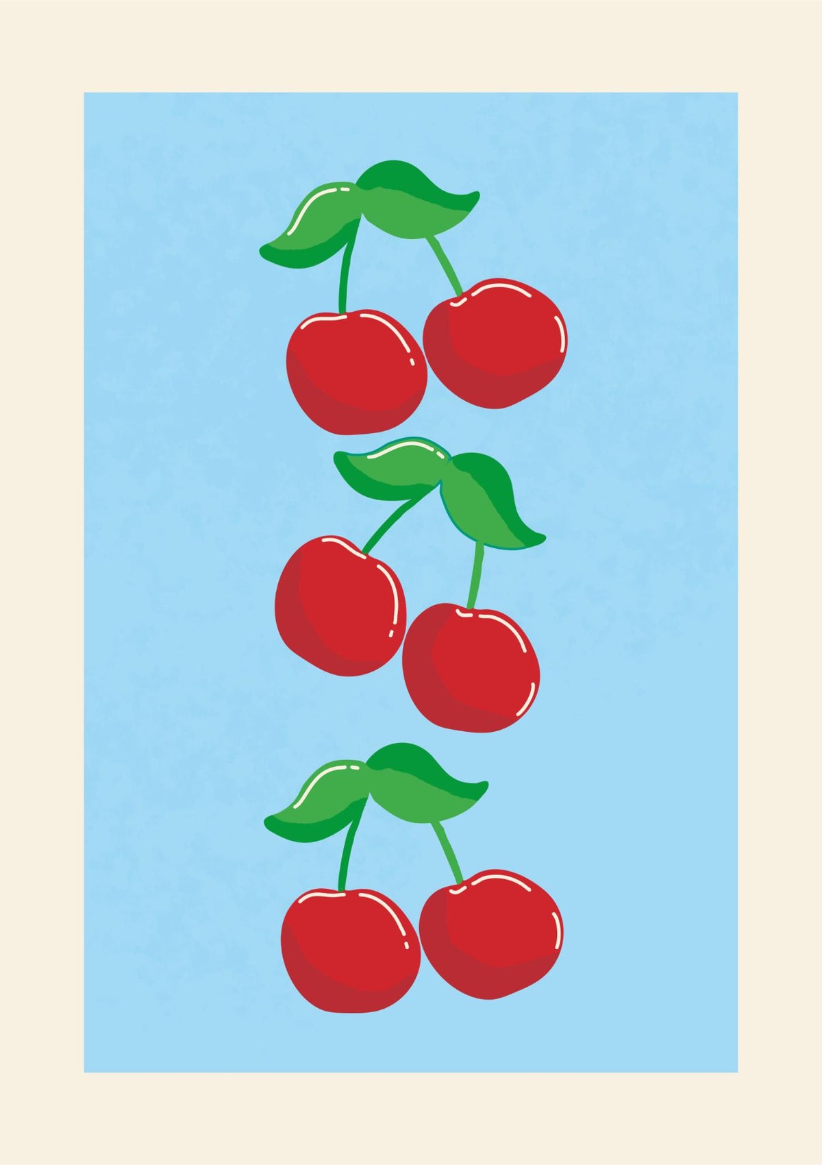 Cherry Trio on Blue