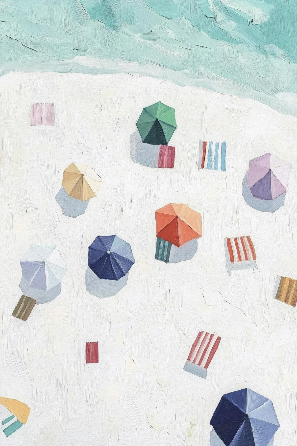Strandparasols vanuit de lucht