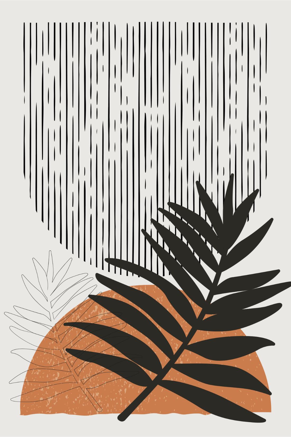 Palm Leaf on Stripes
