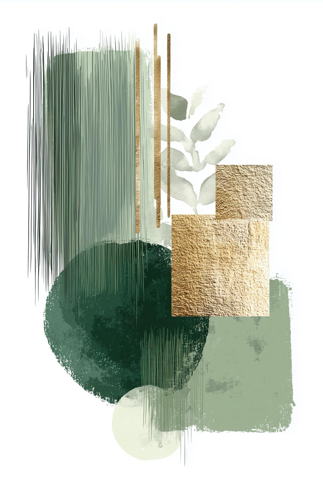 Brushstroke with Gold Sprig