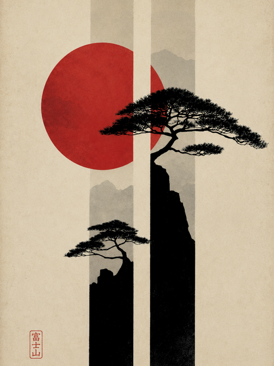 Pines Under the Red Sun