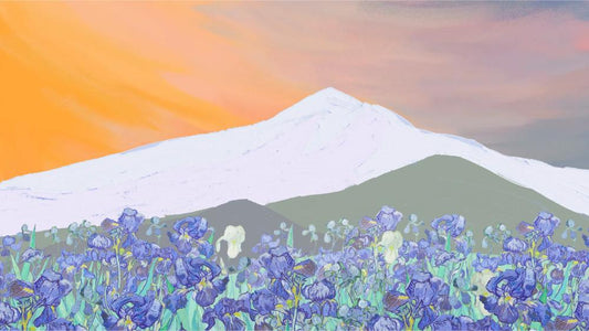 Irises and Snow Peak